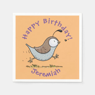 Cute lycklig kalifornian quail tecknad illustratio pappersservett