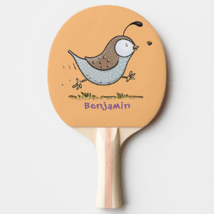 Cute lycklig kalifornian quail tecknad illustratio pingisracket