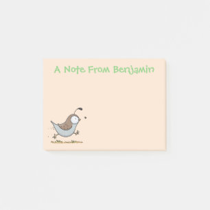 Cute lycklig kalifornian quail tecknad illustratio post-it block