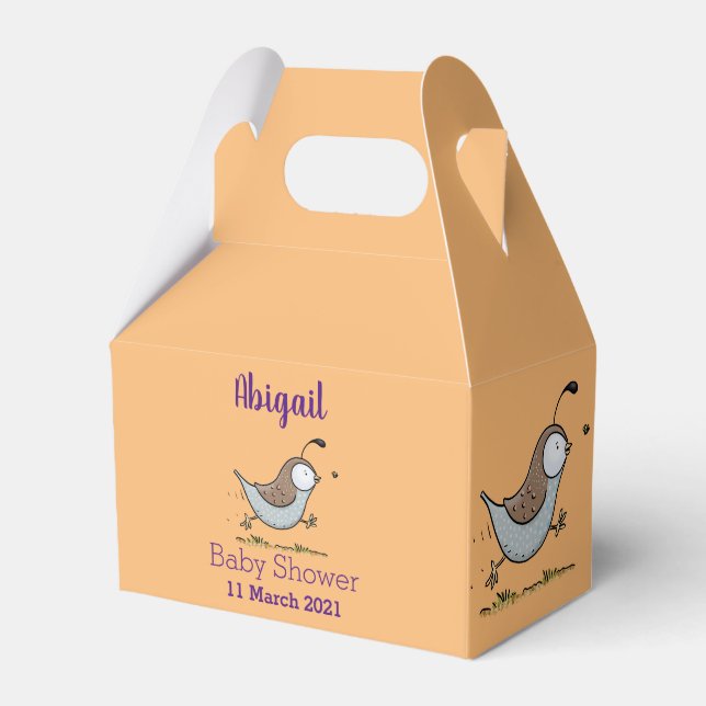 Cute lycklig kalifornian quail tecknad illustratio presentaskar (Framsidan Sidan)