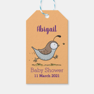 Cute lycklig kalifornian quail tecknad illustratio presentetikett