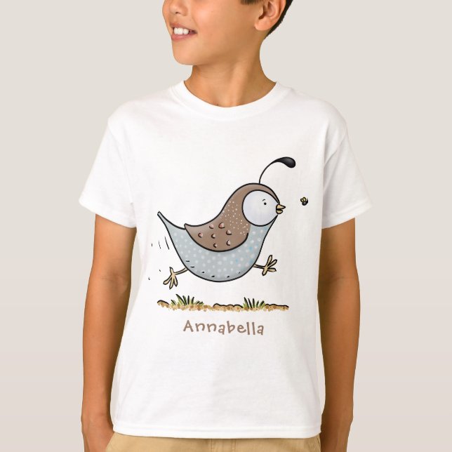 Cute lycklig kalifornian quail tecknad illustratio t shirt (Framsida)