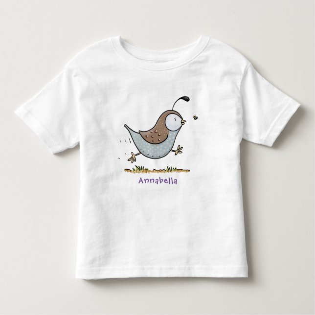 Cute lycklig kalifornian quail tecknad illustratio t shirt (Framsida)