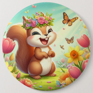 Cute, lycklig-källekorre knapp