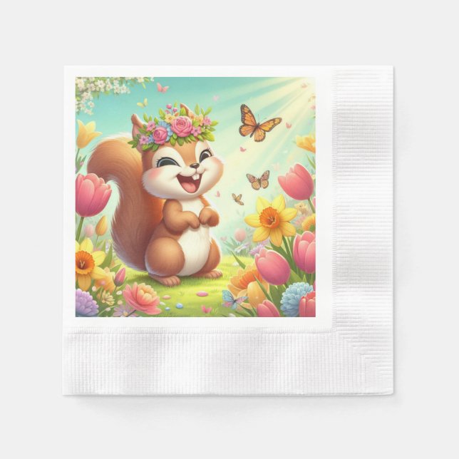 Cute, lycklig-källekorre pappersservett (Framsidan)