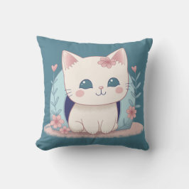 Cute, Lycklig Kattunge med ett nytt hem Kudde