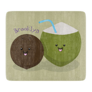 Cute lycklig kawaii coconuts tecknad illustration