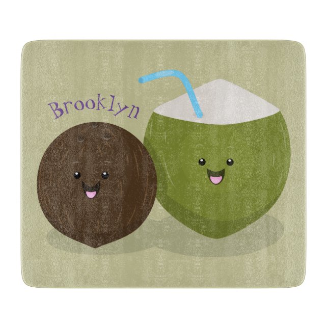 Cute lycklig kawaii coconuts tecknad illustration (Framsidan)