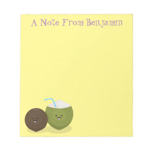Cute lycklig kawaii coconuts tecknad illustration anteckningsblock