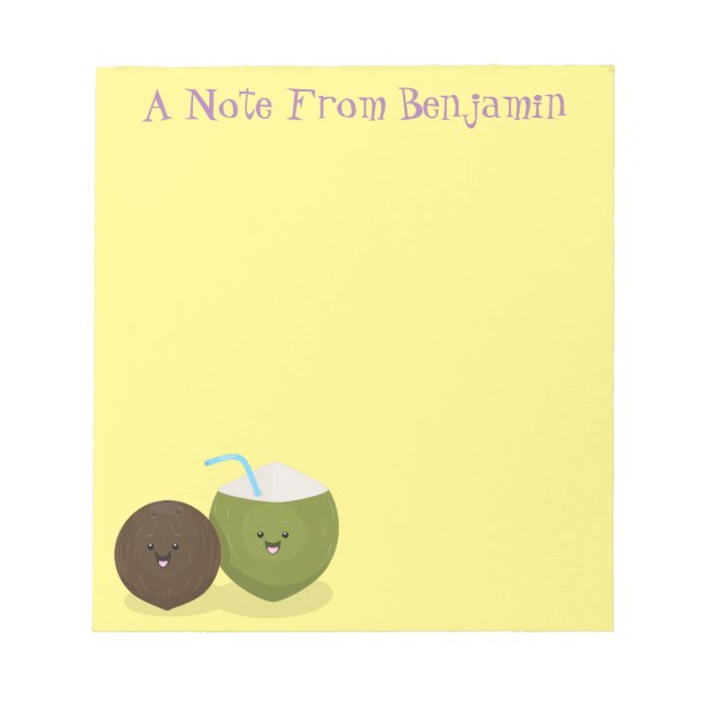 Cute lycklig kawaii coconuts tecknad illustration anteckningsblock (Framsida)