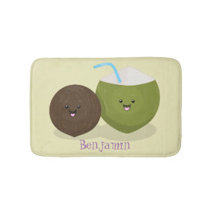 Cute lycklig kawaii coconuts tecknad illustration badrumsmatta