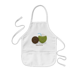 Cute lycklig kawaii coconuts tecknad illustration barnförkläde