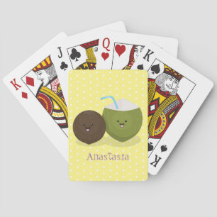 Cute lycklig kawaii coconuts tecknad illustration casinokort