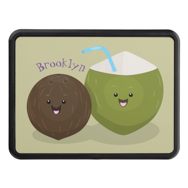 Cute lycklig kawaii coconuts tecknad illustration dragkroksskydd (Framsidan)