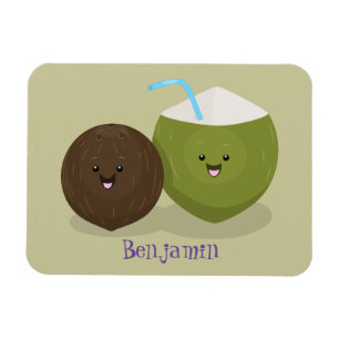 Cute lycklig kawaii coconuts tecknad illustration magnet