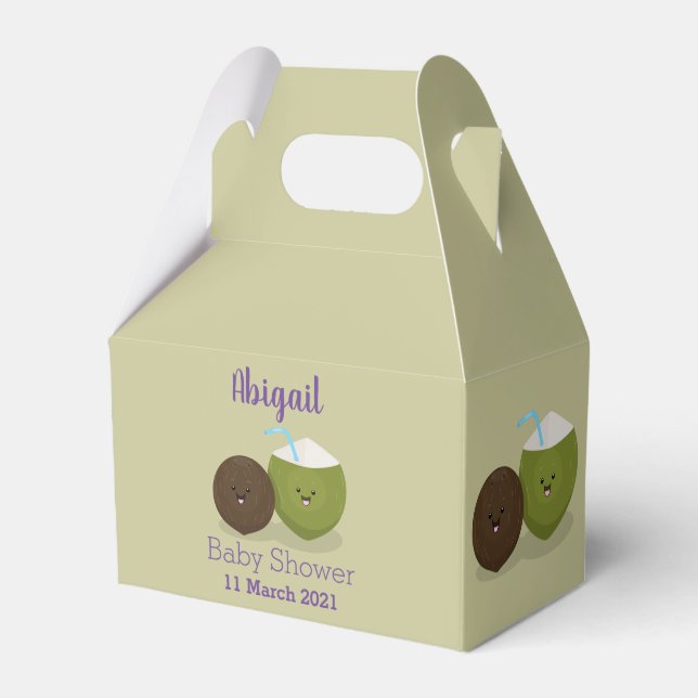 Cute lycklig kawaii coconuts tecknad illustration presentaskar (Framsidan Sidan)