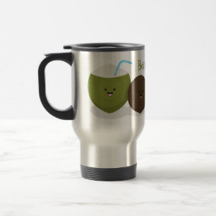 Cute lycklig kawaii coconuts tecknad illustration resemugg