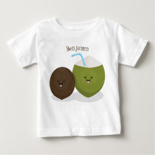Cute lycklig kawaii coconuts tecknad illustration t shirt