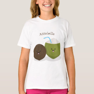Cute lycklig kawaii coconuts tecknad illustration t shirt