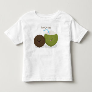 Cute lycklig kawaii coconuts tecknad illustration t shirt