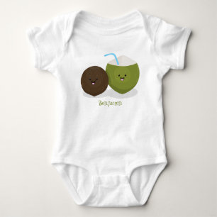Cute lycklig kawaii coconuts tecknad illustration t shirt