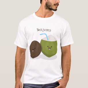 Cute lycklig kawaii coconuts tecknad illustration t shirt