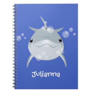 Cute lycklig kawaii delphin tecknad anteckningsbok