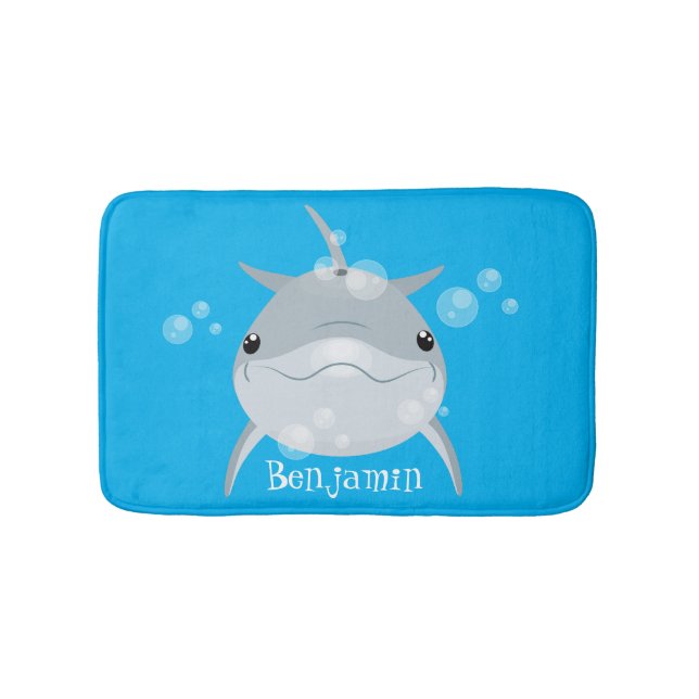 Cute lycklig kawaii delphin tecknad badrumsmatta (Framsidan)