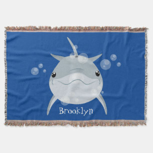 Cute lycklig kawaii delphin tecknad filt