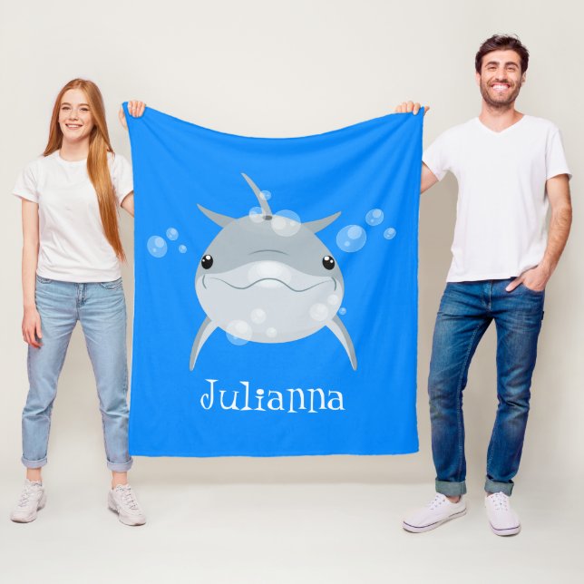 Cute lycklig kawaii delphin tecknad fleecefilt (På plats)