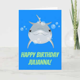 Cute lycklig kawaii delphin tecknad illustration kort