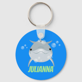 Cute lycklig kawaii delphin tecknad illustration nyckelring