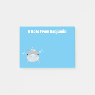 Cute lycklig kawaii delphin tecknad illustration post-it block