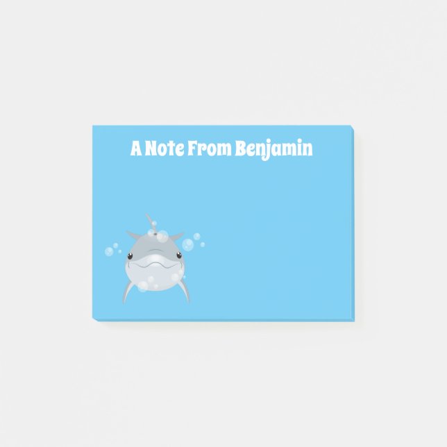 Cute lycklig kawaii delphin tecknad illustration post-it block (Framsida)