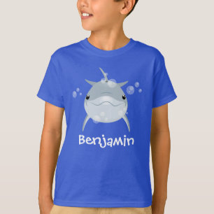 Cute lycklig kawaii delphin tecknad illustration t shirt