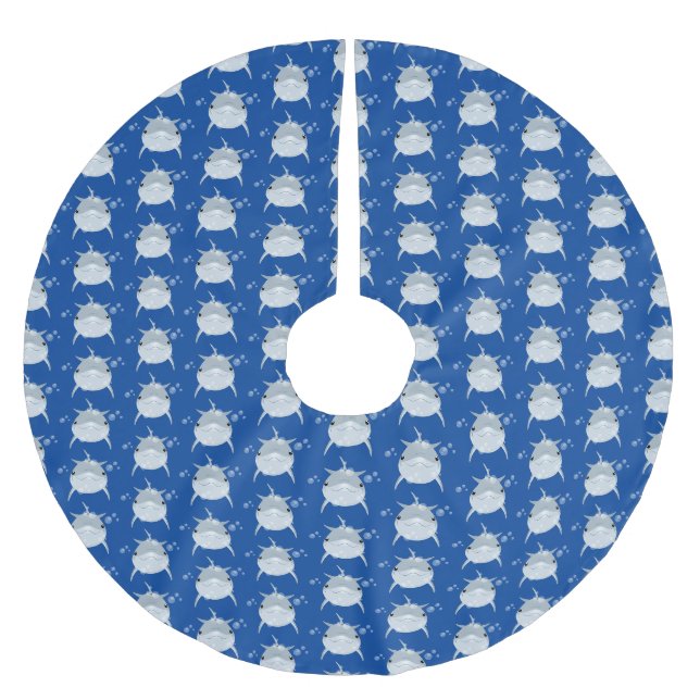 Cute lycklig kawaii delphin tecknad julgransmatta borstad polyester (Framsidan)