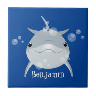 Cute lycklig kawaii delphin tecknad kakelplatta