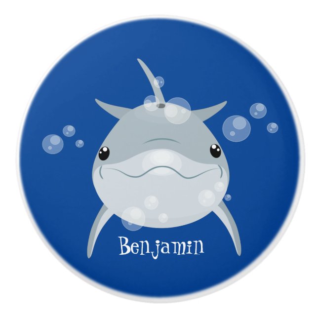 Cute lycklig kawaii delphin tecknad knopp (Framsidan)