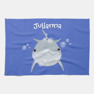 Cute lycklig kawaii delphin tecknad kökshandduk