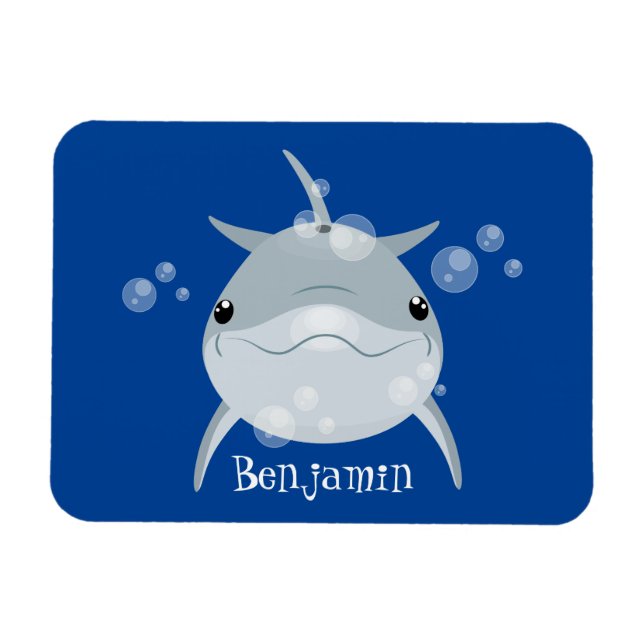 Cute lycklig kawaii delphin tecknad magnet (Horisontell)