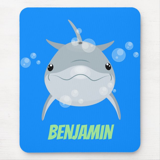 Cute lycklig kawaii delphin tecknad musmatta (Framsidan)
