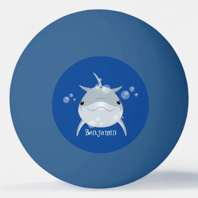 Cute lycklig kawaii delphin tecknad pingisboll (Framsidan)