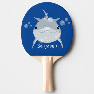 Cute lycklig kawaii delphin tecknad pingisracket