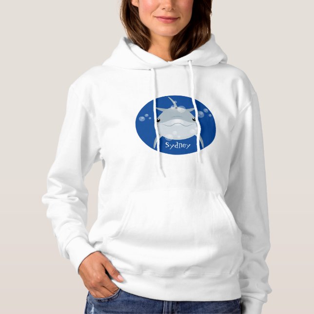 Cute lycklig kawaii delphin tecknad t shirt (Framsida)