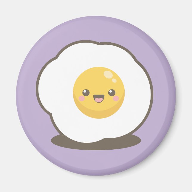 Cute Lycklig Kawaii Fried Egg Magnet (Framsidan)