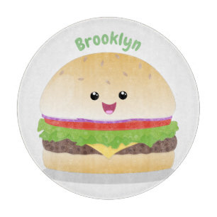 Cute lycklig kawaii hamburger tecknad