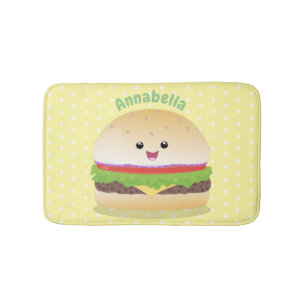 Cute lycklig kawaii hamburger tecknad badrumsmatta