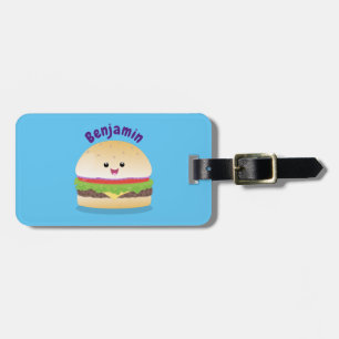 Cute lycklig kawaii hamburger tecknad bagagebricka