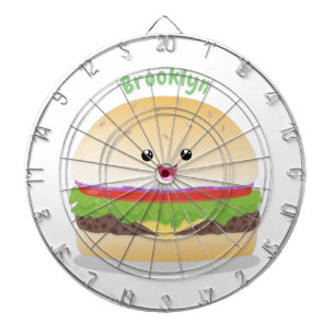 Cute lycklig kawaii hamburger tecknad darttavla