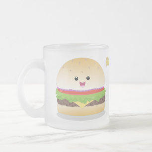 Cute lycklig kawaii hamburger tecknad frostad glasmugg